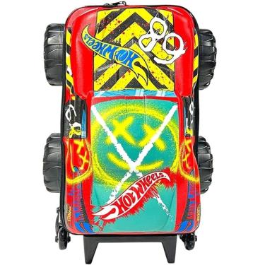 Imagem de Mochila Escolar de Rodinhas 3D HOT Wheels Monster TRUCK Demo DERBY Maxtoy