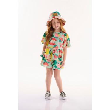 Imagem de Conjunto Infantil para Menina com Blusa e Short Pomar Feliz Três e Já,
