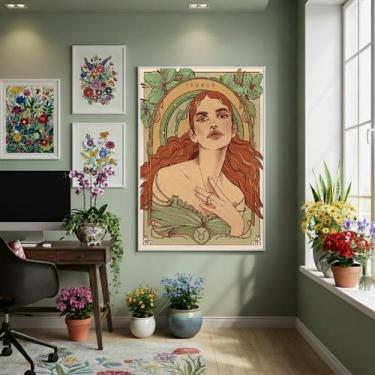 Imagem de Quadro Decor Mulher De Touro 70X50Cm Mold Branca - Quadros On-Line