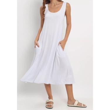 Imagem de Vestido Maria Paes Regata Branco Midi-Feminino