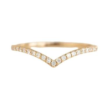 Imagem de Anel Feminino De Prata Esterlina 925 Com Zircônia Em Formato V, Joia F