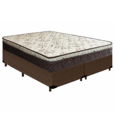 Imagem de Cama Box Queen Bipartido Suede + Colchão Elegance Ortopédico Espuma D33 63x158x198 marrom