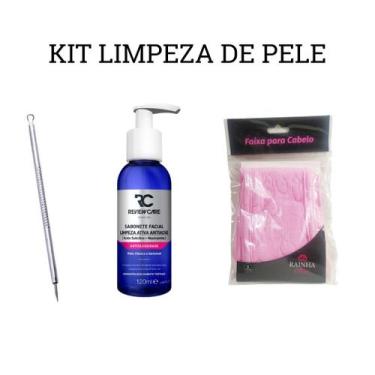 Imagem de Kit Limpeza facial Sabonete + Faixa Cabelo + Extrator Cravos - REVIEW 