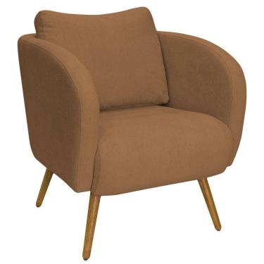 Imagem de Poltrona Decorativa Dana Pés Palito Madeira Castanho Bouclé Terracota - Nexta Casa