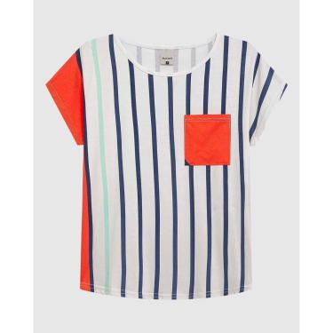 Imagem de Blusa Ampla Feminina Estampada Detalhe Bolso Frontal Em Viscose Stretch-Feminino