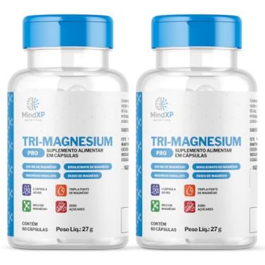 Imagem de 2X Tri-Magnesium Pro 120 Cápsulas | 3 Fontes de Magnésio Dimalato, Bisglicinato e Óxido de Magnésio | Multivitamínico | Sem Sabor