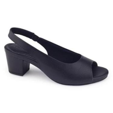 Imagem de Sapato Slingback Usaflex Y8214001 salto médio preto elástico-Feminino