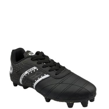 Imagem de Chuteira de Futebol Campo SportWest 1103 Unissex Preto e Branco - Spor