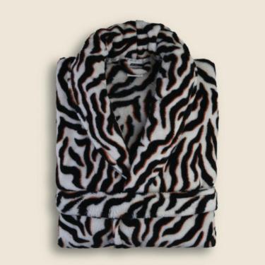 Imagem de Roupão Teal Microfibra Preto e Branco GG - A\CASA