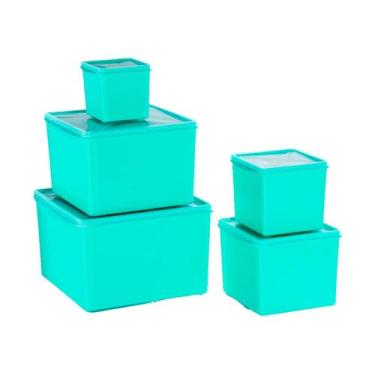 Imagem de Conjunto de Potes Organizadores Quadrado 5 pçs - TOP LINE UD, Verde ma