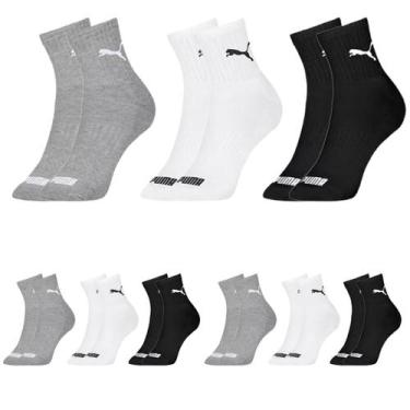 Imagem de Kit 9 Pares Meias Puma Cano Médio Adulto Algodão Original, Sortido, 39