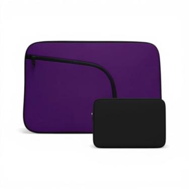 Imagem de Kit Capa para Notebook com bolso 14, 15.6, 16 e 17 Polegadas e Capa de Hd Externo ou Necessaire Porta Cabos (Roxo)
