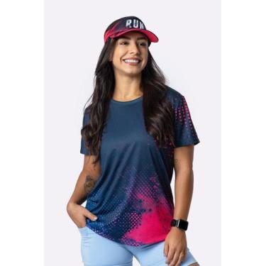 Imagem de Camiseta Dry Fit Feminina HUPI Motion, Azul, Rosa, P