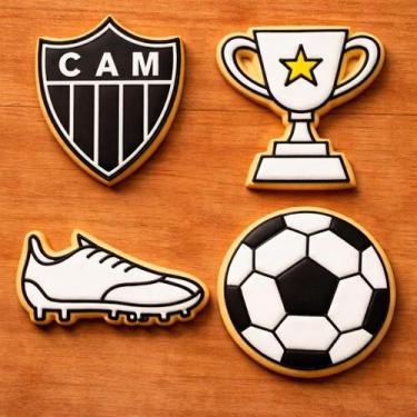 Imagem de Kit 4 Cortadores Pasta Americana molde Biscuit Marcador Biscoito Atlét