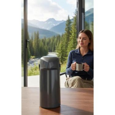 Imagem de 2x Garrafa Térmica Pressão 1,8L: Café, Chá, Água. Preta Liso - Congrat