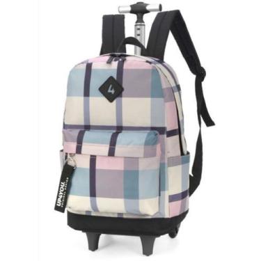 Imagem de Mochila Luxcel de Rodinha Up4you Xadrez Cinza C/ Chaveiro