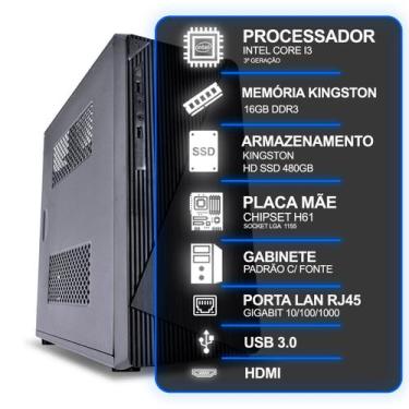 Imagem de Computador Desktop, Intel Core I3 3ª Geração, Memória Kingston 16GB RA