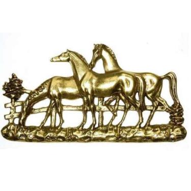 Imagem de Porta Chaves Cavalos Parede Bronze Decoração Presentes Arte - Wilmil