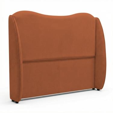 Imagem de Cabeceira Orgânica Luma Queen Size no Box Madeira Maciça Estofada em Bouclê Terracota Abmaza