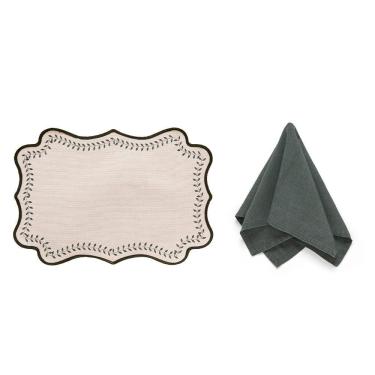 Imagem de Kit de Mesa Posta Olívia Stone 2 Lugares com Jogo Americano e Guardanapo Verde Copa & Cia