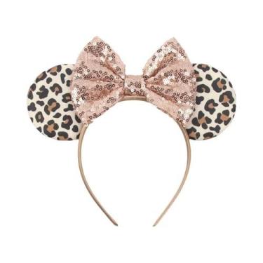 Imagem de Tiara De Orelhas De Leopardo Para Meninas, Faixa De Cabelo Com Laço Mo