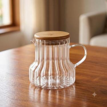Imagem de Jarra Canelada com Tampa de Bambu Lyor (500 ml)
