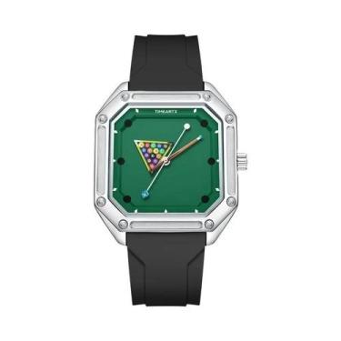 Imagem de Relógio De Quartzo Quadrado Com Mostrador Verde E Pulseira De Borracha