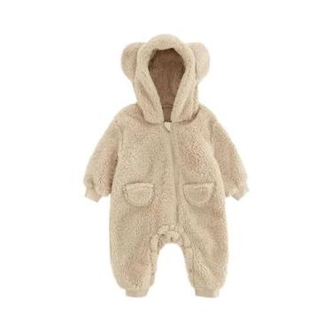 Imagem de Macacão De Fleece Com Capuz Para Bebê Primavera Outono Manga Longa Par