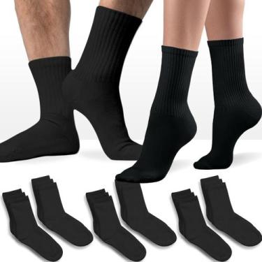Imagem de Kit 9 Pares Meia Cano Médio Unissex Esporte Academia Preta Cor:PretoTa