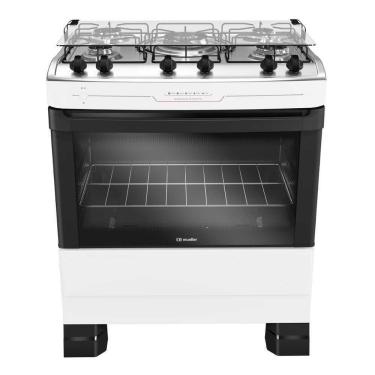 Imagem de Fogão de Piso 5 Bocas a Gás Mueller MFI5BF com Mesa em Inox Acendimento Automático Branco com Luz no Forno e Grade