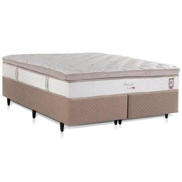 Imagem de Cama Box Suede Queen, Molas Ensacadas Herval Channel Bambu, 73x158x198