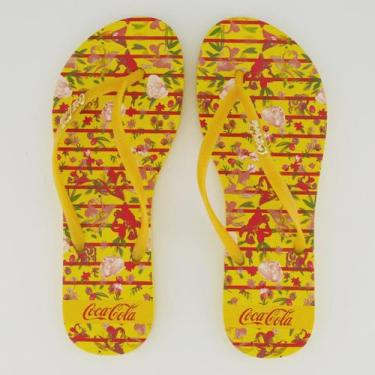 Imagem de Chinelo Coca Cola Sweetheart Floral Feminino Amarelo - Coca-Cola