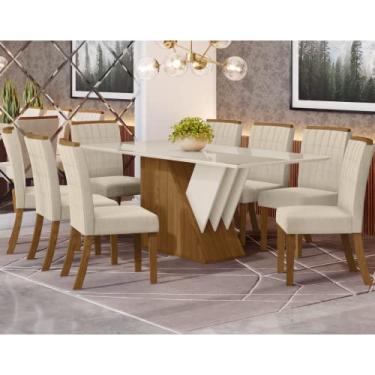 Imagem de Conjunto Sala de Jantar Mesa Epic 200cm e 8 Cadeiras Tauá Nature Off White/Linho - HENN