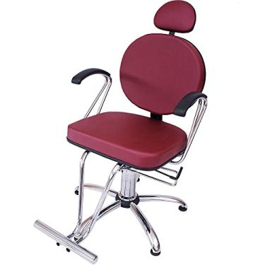 Imagem de Poltrona Cadeira Salão Cabeleireiro Veneza Reclinável Bordô