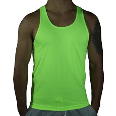 Imagem de Camiseta Regata Nadador Masculina Fitness Academia Treino 100% Poliéster (G, Amarelo Flúor)