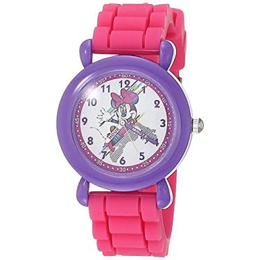 Imagem de Disney Relógio de quartzo japonês para meninas com pulseira de silicone, rosa, 16 (modelo: WDS000996)