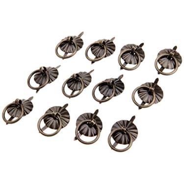 Imagem de 12pcs / 4 pcs puxe punho 17mm vintage anel de ferro anel de ouro/antigo armário de bronze porta armário armário gaveta guarda-roupa acessórios de móveis YYDFPIIA (Color : 12pcs Antique Bronze)