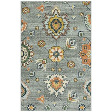 Imagem de Maples Rugs Tapetes de cozinha com tema contemporâneo Fleur Tapete antiderrapante para área [Feito nos EUA], Cinza radiante, 7,6 x 9,5 cm