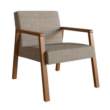 Imagem de Poltrona Slim Algodão Marrom Claro e Nogueira