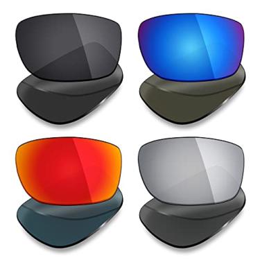 Imagem de Mryok 4 pares de lentes polarizadas de substituição para óculos de sol Oakley Gauge 8 M OO4124-57 mm – Stealth Black/Fire Red/Ice Blue/Silver Titanium