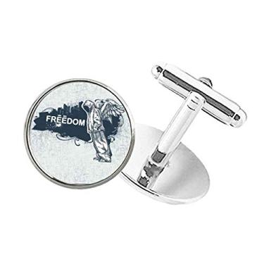 Imagem de DIYthinker Abotoaduras Hip-Hop Freedom Religion Angel Pattern com botão redondo