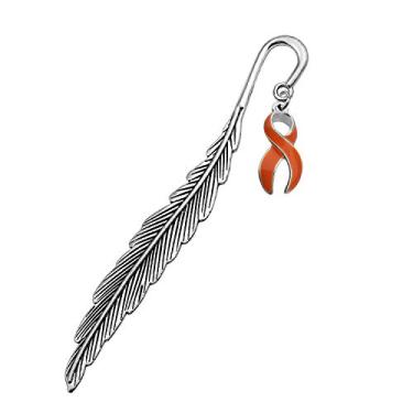 Imagem de CHOORO Marcador de livro laranja conscientização fita laranja presente de sobrevivente joia de conscientização de leucemia presente de guerreiro de leucemia (marcador de livro laranja)