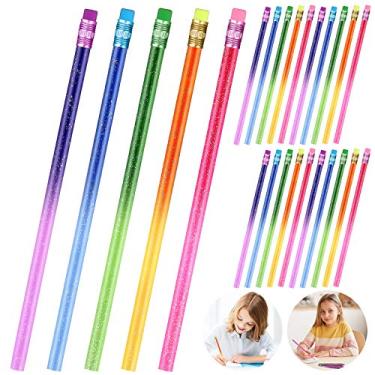 Imagem de Lápis de glitter metálico que muda de cor com borracha, lápis de madeira ativados por calor, lápis termocrômicos para formatura, crianças, presente de aniversário, lembrancinhas de festa (15 peças)