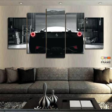 Imagem de Quadros Decorativos Ferrari Preta 63x130mt em Tecido