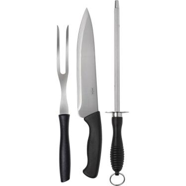Imagem de Conjunto do Assador 3 pç Faca 8, Garfo 6,5 e Chaira Mor 3338