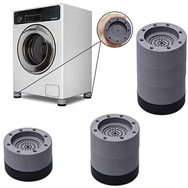 Imagem de Pacote com 4 unidades de suporte para máquina de lavar com cancelamento de choque e ruído, almofadas de borracha antivibração para pés para máquina de lavar, evitar agitação, caminhada, máquina de