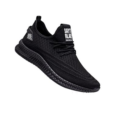 Imagem de Legou Sapatos Masculinos Primavera Verão Sapatos Casuais Respiráveis ​​​​de Malha com Mosca Tênis na Moda Preto111 38.5