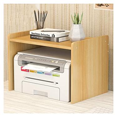Imagem de Suporte de impressora, prateleira de mesa de 2 camadas para casa e escritório com prateleira de armazenamento, suporte de impressora de mesa de mesa, organização de escritório para máquina de fax, scanner, arquivos, suporte de impressora para mesa
