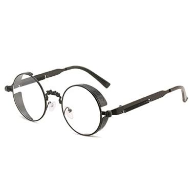 Imagem de Óculos de sol redondos retrô homens mulheres designer estilo punk armação de metal à prova de vento óculos de sol vintage óculos de sol uv400, C14 transparente, tamanho único