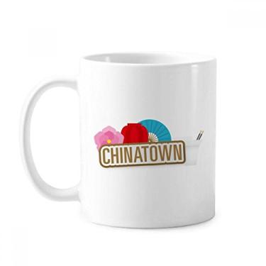 Imagem de Flor Lanterna Ventilador Marrom China Town Caneca Cerâmica Café Porcelana Copo de Mesa